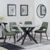Novara Grey Ceramic 4 Seater Round Dining Set - 4 Peyton Green Fabric Dining Chair