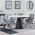Carrara White Ceramic 4 Seater Round Extending Dining Set - 4 Arctic Grey Velvet Fabric Swivel Dining Chair