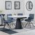 Carrara White Ceramic 4 Seater Round Extending Dining Set - 4 Boden Dark Grey Fabric Swivel Dining Chair