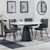 Carrara White Ceramic 4 Seater Round Extending Dining Set - 4 Corona Grey Fabric Dining Chair