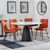 Carrara White Ceramic 4 Seater Round Extending Dining Set - 4 Corona Orange Fabric Dining Chair