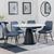 Carrara White Ceramic 4 Seater Round Extending Dining Set - 4 Darwin Dark Grey Fabric Dining Chair