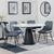 Carrara White Ceramic 4 Seater Round Extending Dining Set - 4 Darwin Grey Fabric Dining Chair