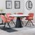 Carrara White Ceramic 4 Seater Round Extending Dining Set - 4 Ion Orange Velvet Fabric Swivel Dining Chair