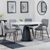 Carrara White Ceramic 4 Seater Round Extending Dining Set - 4 Peyton Grey Fabric Dining Chair