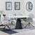 Carrara White Ceramic 4 Seater Round Extending Dining Set - 4 Theo Grey Fabric Swivel Dining Chair