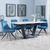 Alpha White Ceramic Extending Dining Set - Arctic Blue Velvet Fabric Swivel Dining Chair