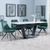 Alpha White Ceramic Extending Dining Set - Arctic Green Velvet Fabric Swivel Dining Chair