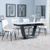 Alpha White Ceramic Extending Dining Set - Corona Beige Fabric Dining Chair