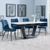 Alpha White Ceramic Extending Dining Set - Corona Blue Fabric Dining Chair