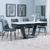 Alpha White Ceramic Extending Dining Set - Corona Light Grey Fabric Dining Chair