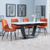Alpha White Ceramic Extending Dining Set - Corona Orange Fabric Dining Chair