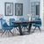 Alpha Black Ceramic Extending Dining Set - Arctic Blue Velvet Fabric Swivel Dining Chair