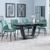 Alpha Black Ceramic Extending Dining Set - Corona Green Fabric Dining Chair