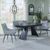 Kinston Black Ceramic Extending Dining Set - Ace Grey Fabric Swivel Dining Chair