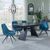 Kinston Black Ceramic Extending Dining Set - Arctic Blue Velvet Fabric Swivel Dining Chair