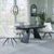 Kinston Black Ceramic Extending Dining Set - Arctic Cream Velvet Fabric Swivel Dining Chair