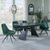 Kinston Black Ceramic Extending Dining Set - Arctic Green Velvet Fabric Swivel Dining Chair