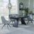 Kinston Black Ceramic Extending Dining Set - Arctic Grey Velvet Fabric Swivel Dining Chair