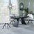 Kinston Black Ceramic Extending Dining Set - Ion Cream Boucle Teddy Fabric Swivel Dining Chair