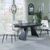 Kinston Black Ceramic Extending Dining Set - Peyton Cream Fabric Dining Chair