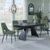 Kinston Black Ceramic Extending Dining Set - Peyton Green Fabric Dining Chair