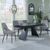 Kinston Black Ceramic Extending Dining Set - Peyton Grey Fabric Dining Chair