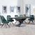 Anvik Black Ceramic Extending Dining Set - Arctic Green Velvet Fabric Swivel Dining Chair