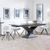 Anvik Black Ceramic Extending Dining Set - Boden Cream Fabric Swivel Dining Chair