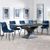 Anvik Black Ceramic Extending Dining Set - Corona Blue Fabric Dining Chair