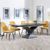 Anvik Black Ceramic Extending Dining Set - Darwin Yellow Fabric Dining Chair