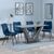 Camilla Grey Ceramic 4 Seater Dining Set - 4 Corona Blue Fabric Dining Chair