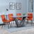 Camilla Grey Ceramic 4 Seater Dining Set - 4 Corona Orange Fabric Dining Chair