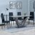 Camilla Grey Ceramic 4 Seater Dining Set - 4 Lido Black Fabric Dining Chair with Black Legs
