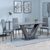 Camilla Grey Ceramic 4 Seater Dining Set - 4 Lido Dark Grey Fabric Dining Chair with Black Legs