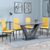Camilla Grey Ceramic 4 Seater Dining Set - 4 Lido Yellow Fabric Dining Chair with Black Legs