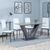 Camilla Grey Ceramic 4 Seater Dining Set - 4 Metro White Leather Dining Chair with Black Legs