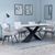 Merlin White Ceramic Dining Set - Ace Beige Fabric Swivel Dining Chair