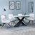 Merlin White Ceramic Dining Set - Arctic Cream Velvet Fabric Swivel Dining Chair