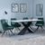 Merlin White Ceramic Dining Set - Arctic Green Velvet Fabric Swivel Dining Chair