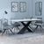 Merlin White Ceramic Dining Set - Arctic Grey Velvet Fabric Swivel Dining Chair