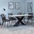 Merlin White Ceramic Dining Set - Corona Grey Fabric Dining Chair