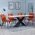 Merlin White Ceramic Dining Set - Corona Orange Fabric Dining Chair