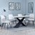 Merlin White Ceramic Dining Set - Darwin Cream Fabric Dining Chair
