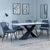 Merlin White Ceramic Dining Set - Darwin Dark Grey Fabric Dining Chair