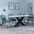 Merlin White Ceramic Dining Set - Darwin Green Fabric Dining Chair