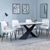Merlin White Ceramic Dining Set - Peyton Cream Fabric Dining Chair