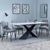Merlin White Ceramic Dining Set - Peyton Grey Fabric Dining Chair