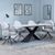 Merlin White Ceramic Dining Set - Theo Grey Fabric Swivel Dining Chair