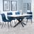 Bari White Ceramic Extending Dining Set - Corona Blue Fabric Dining Chair